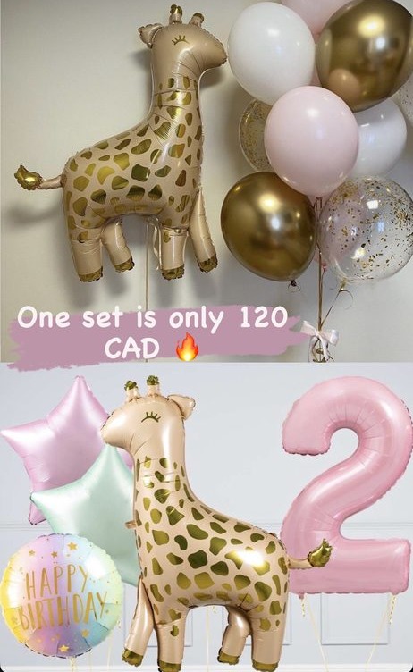 Giraffe Birthday Set — Pink