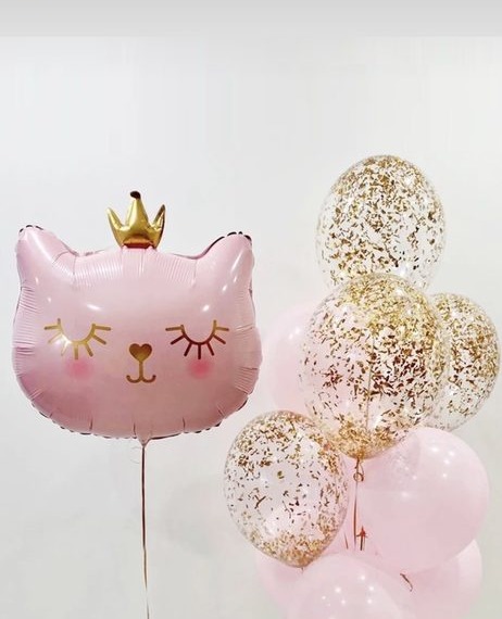 Pink Cat & Crown Set — Gold